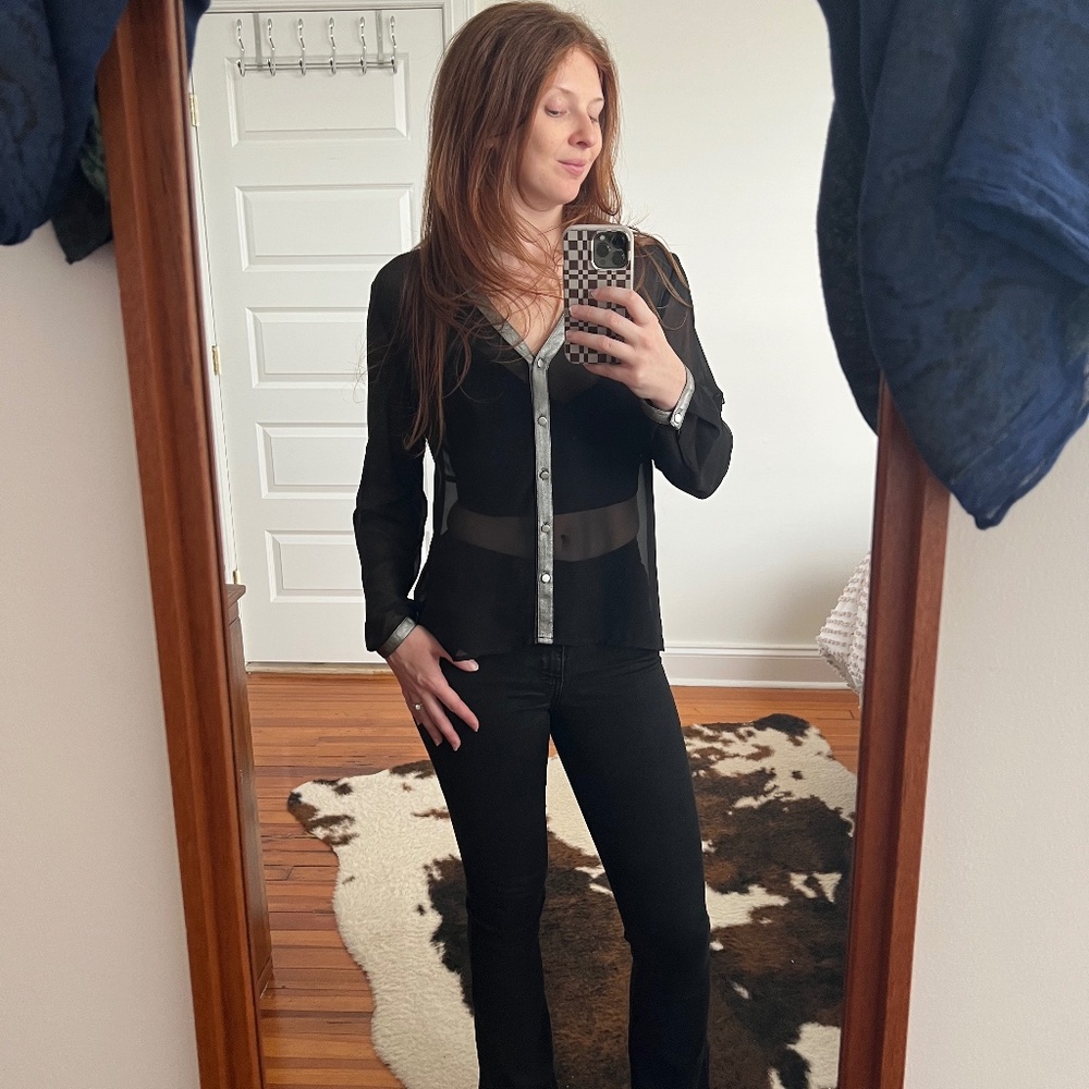 Adiva Sheer Black Blouse